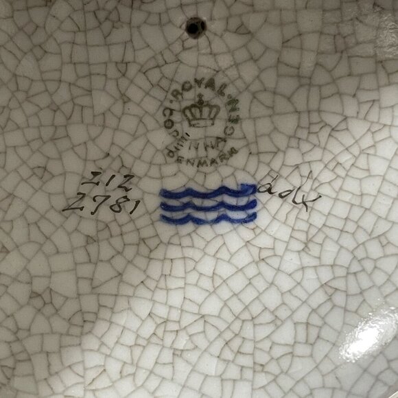 Vintage Royal Copenhagen 50s Orange Grey Craquele Crackle Vase Fruit Finial Lid - Picture 12 of 12